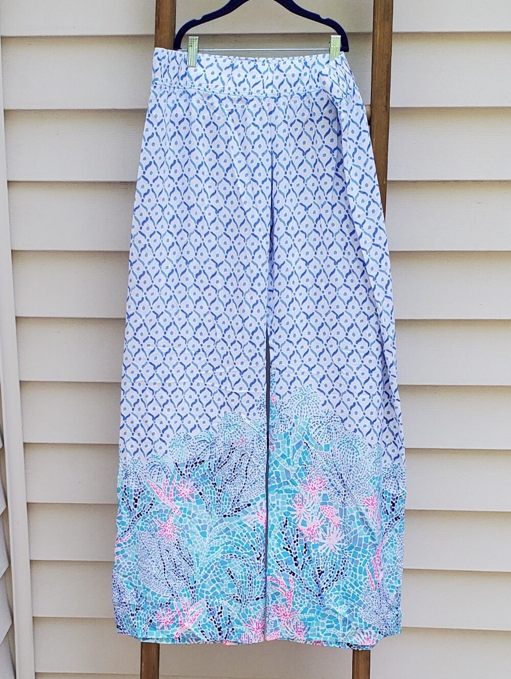 Lilly Pulitzer Bar Harbour Palazoo Pull-On Wide-Leg Pants Size L - Picture 2 of 5